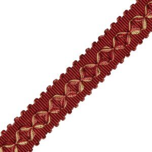 Samuel & Sons 6 Yards 7/8″ Orsay Silk Diamond Braid 7 Cherry/Coral/Gold Trimming
